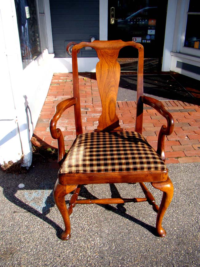 A beautiful English Queen Anne 'style' walnut armchair, late 19th century